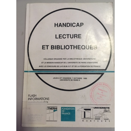HANDICAP LECTURE ET BIBLIOTHEQUES (jeudi 6 et vendredi 7 octobre... HANDICAP LECTURE ET BIBLIOTHEQUES (jeudi 6 et vendredi 7 octobre...