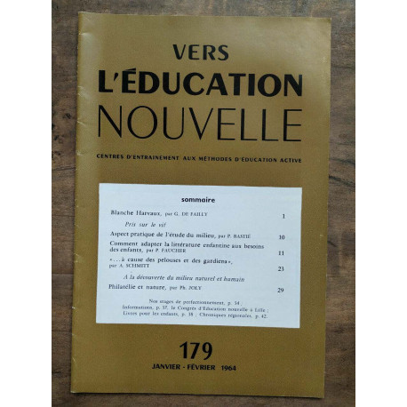 Vers l'éducation nouvelle n179 janvier février 1964