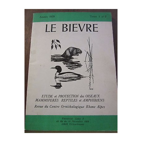 Le bièvre Année Tome 1 n2 étude et protection des oiseaux mammifères