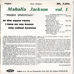Mahalia Jackson Vol. 1 "Negro Spirituals"