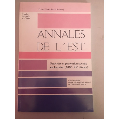 Annales de l'Est 5e série 40e année N°1/1988 Pauvretés et... Annales de l'Est 5e série 40e année N°1/1988 Pauvretés et...