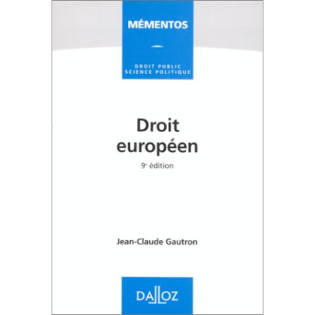 Droit européen 9e édition Droit européen 9e édition