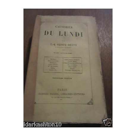 sainte-beuve causeries du lundi tome quatrième
