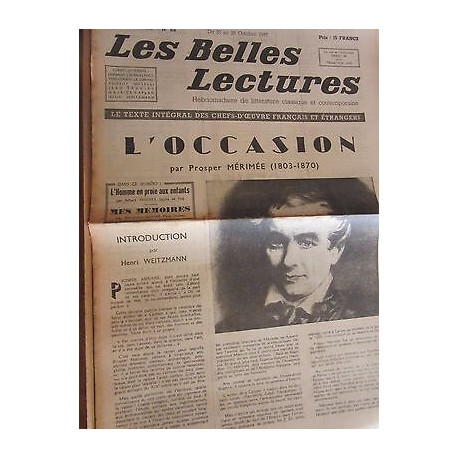 Les Belles Lectures n83 du 22 au 28 Octobre 1947 mérimée L'Occasion