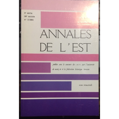 5E SERIE 36E ANNEE N°3/1984 5E SERIE 36E ANNEE N°3/1984