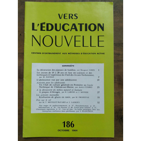 Vers l'éducation nouvelle n186 Octobre 1964