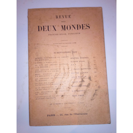 Revue des deux mondes 15 Septembre 1929