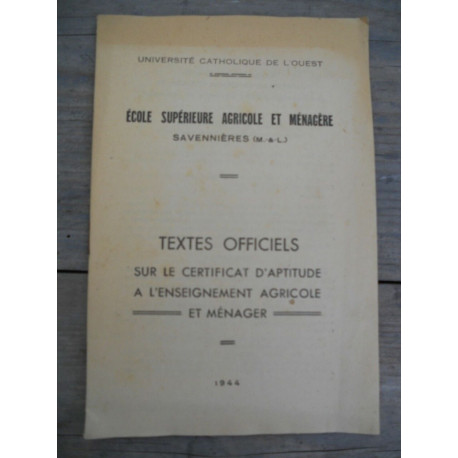 Textes officiels sur le certificat d'aptitude à l'enseignement...