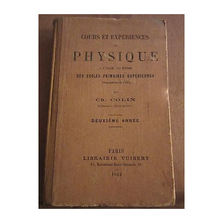 ch colin Cours et Expériences de physique deuxième année Librairie... ch colin Cours et Expériences de physique deuxième année Librairie...