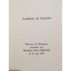 Académie de Stanislas - discours de réception prononcé par Pierre...