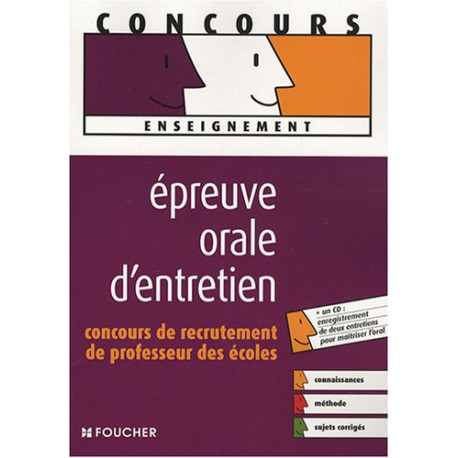 Epreuve orale d'entretien : Concours de recrutement de Professeur... Epreuve orale d'entretien : Concours de recrutement de Professeur...