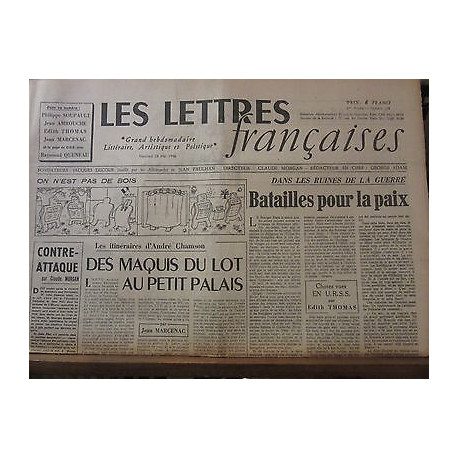 Les Lettres Françaises n109 24 mai 1946 paulhan steinbeck chamson...