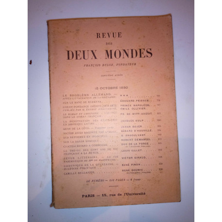 Revue des deux mondes 15 Octobre 1930