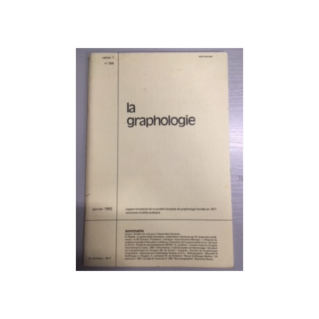 La graphologie - cahier 1 n°209 La graphologie - cahier 1 n°209