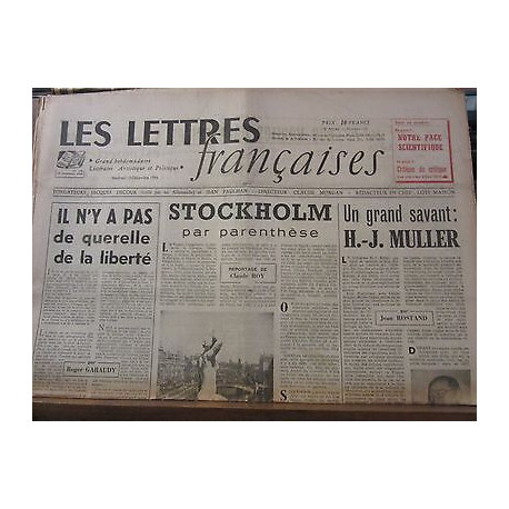 Les Lettres Françaises n138 13 Décembre 1946 paulhan peynet effel...