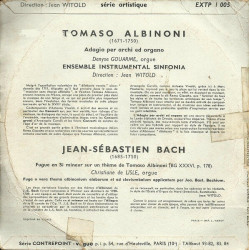 Adagio Per Archi Ed Organo / Fugue En Si Mineur Sur Un Thème De...