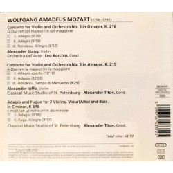 Concertos pour Violon N 3 et 5Adagio Et Fugue [Import Anglais]