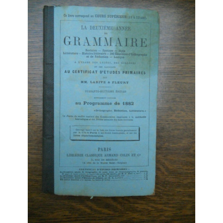 Larive Fleury La deuxième année de grammaire au programme de... Larive Fleury La deuxième année de grammaire au programme de...