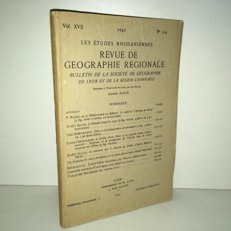 LES ETUDES RHODANIENNES revue de GEOGRAPHIE REGIONALE LYON n 3 4... LES ETUDES RHODANIENNES revue de GEOGRAPHIE REGIONALE LYON n 3 4...