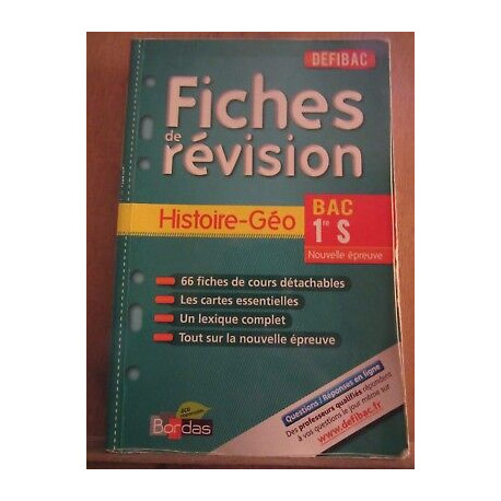 Fiches de révision histoire géo Bac 1re s défibac